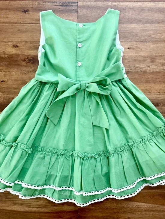 Well Dressed Wolf Girls Spearmint Green Snowflake Dress 4T Sleeveless Ruffle - Picture 4 of 7